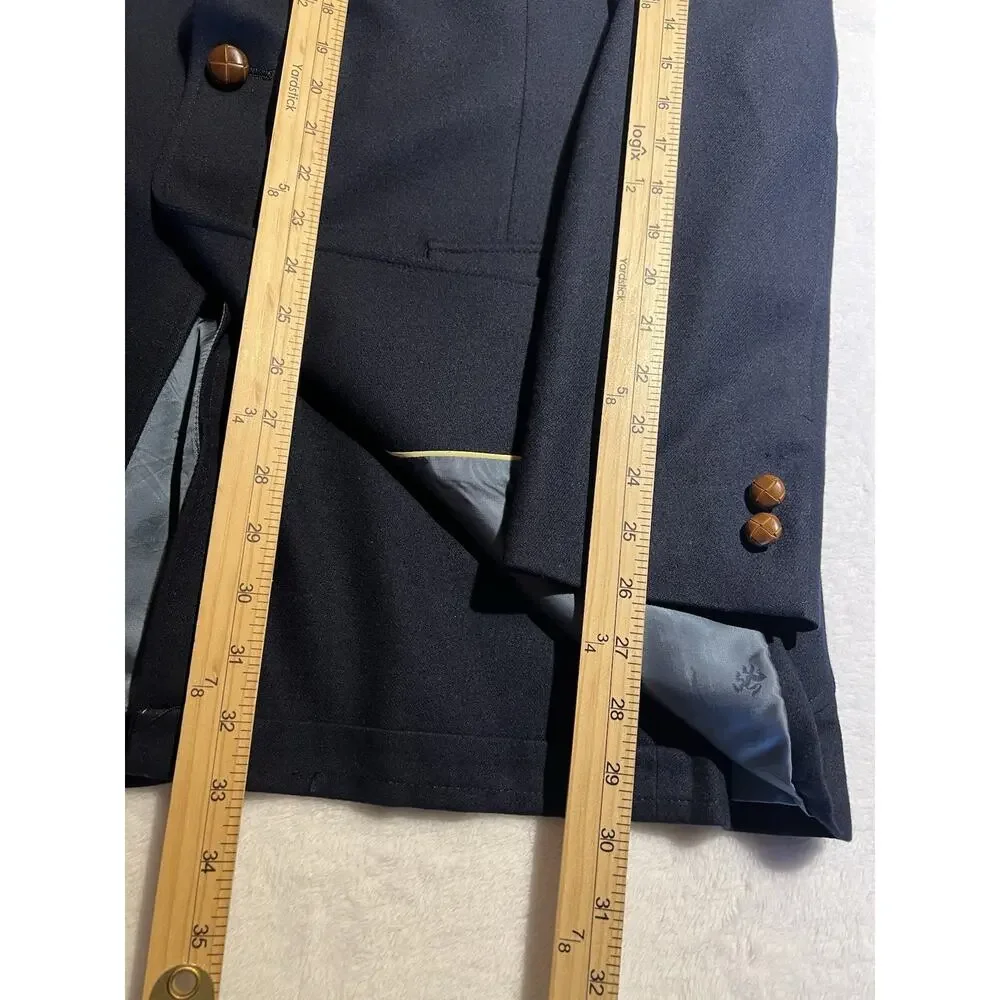 Vintage Austin Reed 40L Navy Blue Flannel Blazer Shank Buttons Unconstructed - Picture 14 of 16